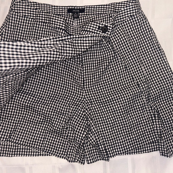 Jacob Vintage Gingham Wrap Skirt/Shorts – Black & White, Size 7 - Picture 3 of 6